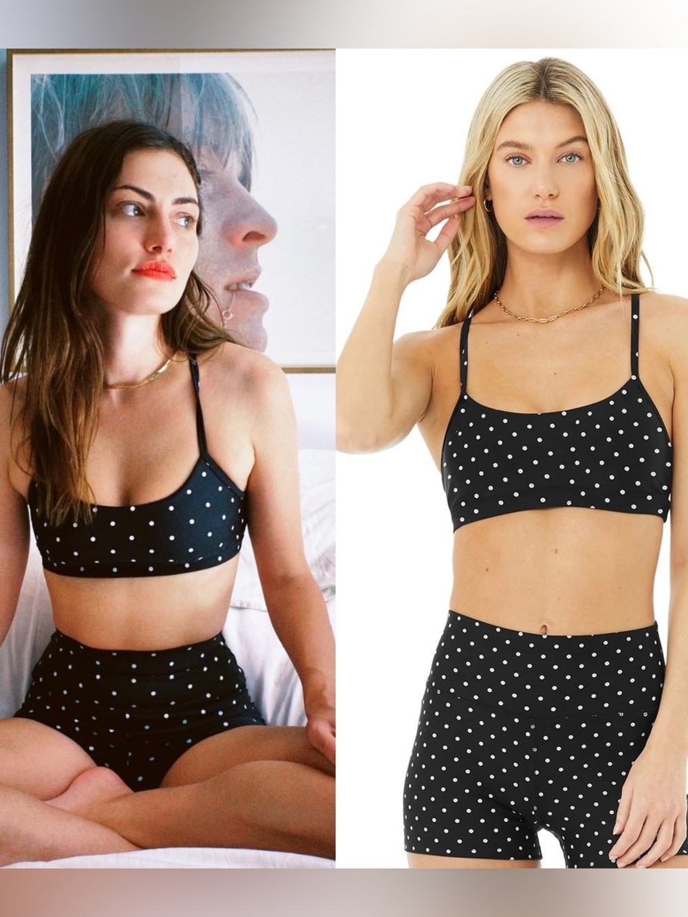RARE ALO YOGA AIRLIFT INTRIGUE SPORTS BRA BLACK/ WHITE POLKA DOT SMALL